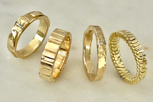 Hand-wrought 18K Yellow Gold Wedding Bands