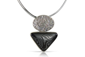 Psilomelane and sterling silver necklace