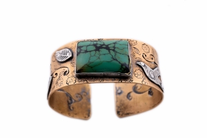 Bronze and Sterling Silver with Turquoise Cuff
