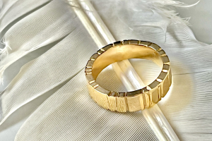 Hand-Forged 18K Yellow Gold Wedding Band